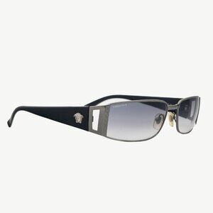 Versace VE2021 Black & Gunmetal Greca Medusa-Temple Sunglasses